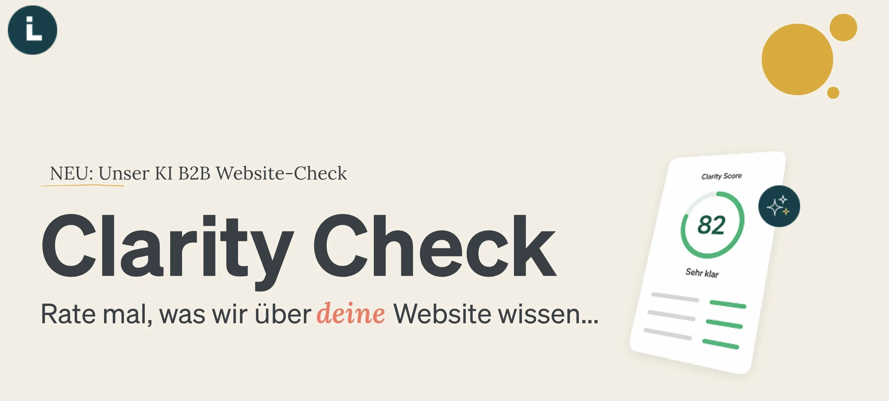 Clarity Check mit Bewertungskarte, Punktzahl 82, sehr klar.