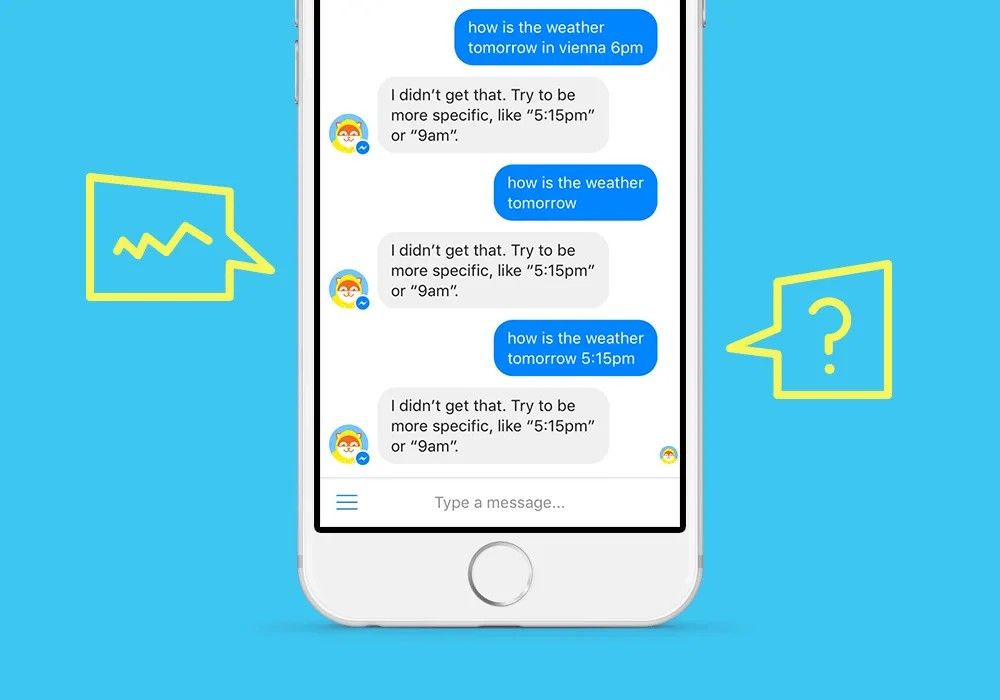 Mockup einer Chatbotkonversation die nicht gut ist
