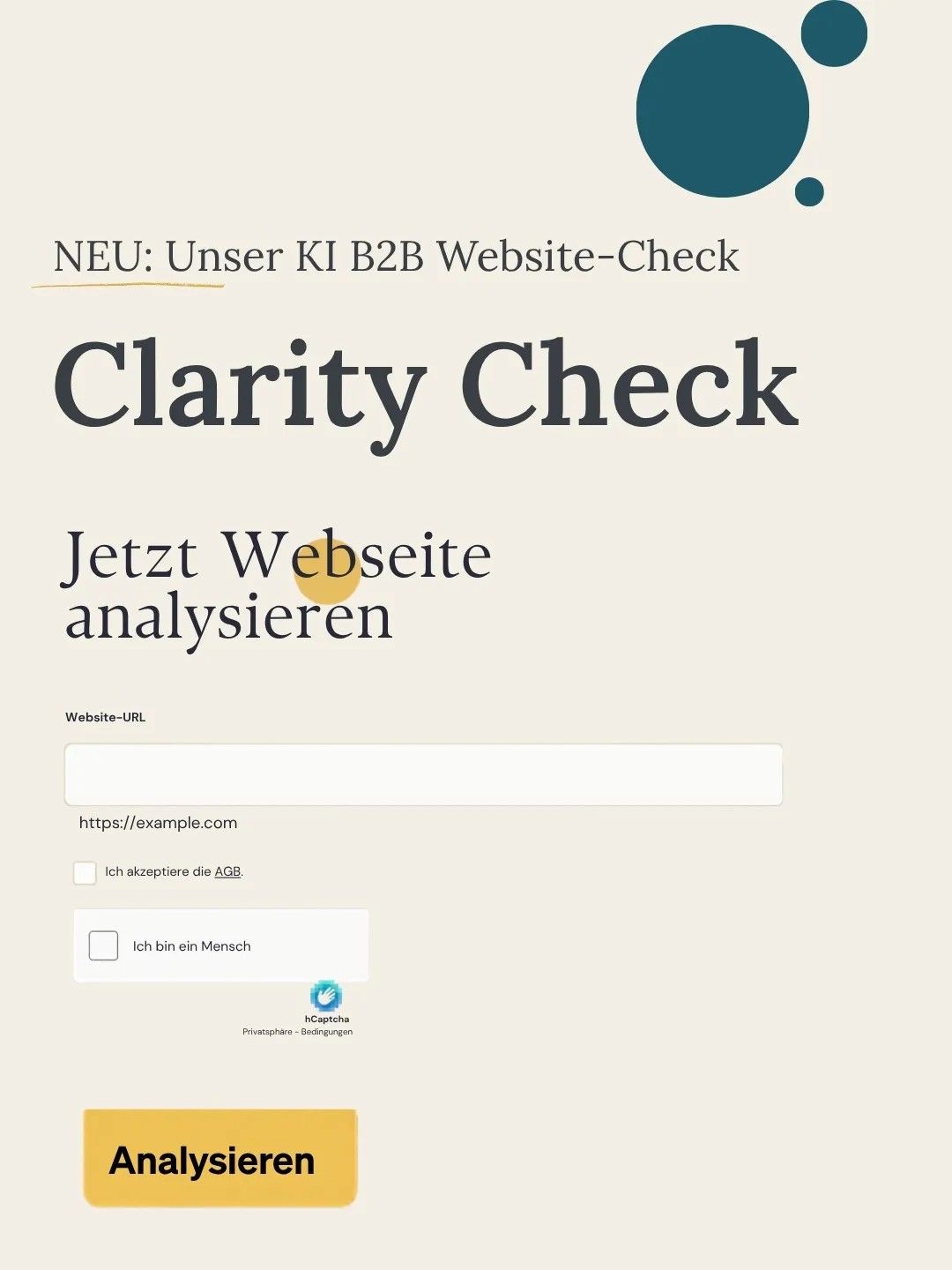 Ansicht eines Screes zum Clarity Check