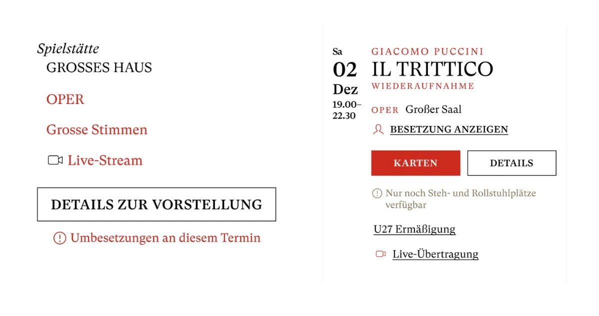 Farbgestaltung Schwarze Schrift und rote Highlights