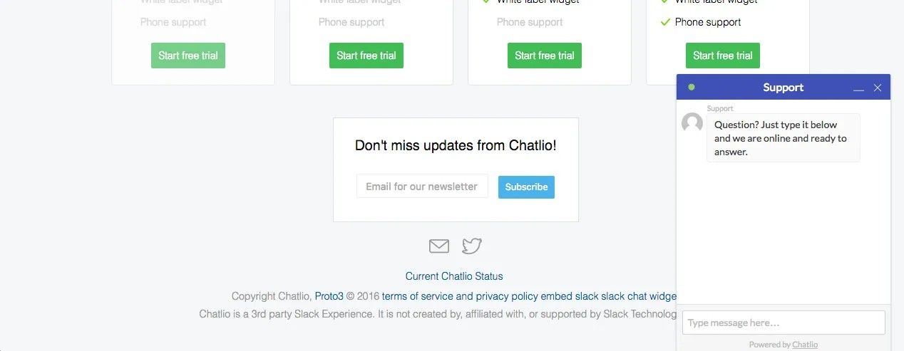 Screenshot of a small chat window on a website (chatbots)
