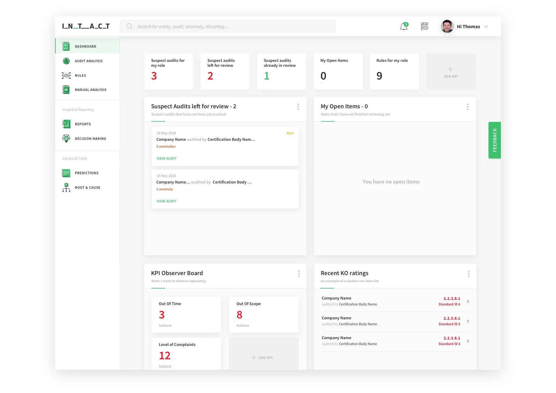 Intact Analytics Dashboard