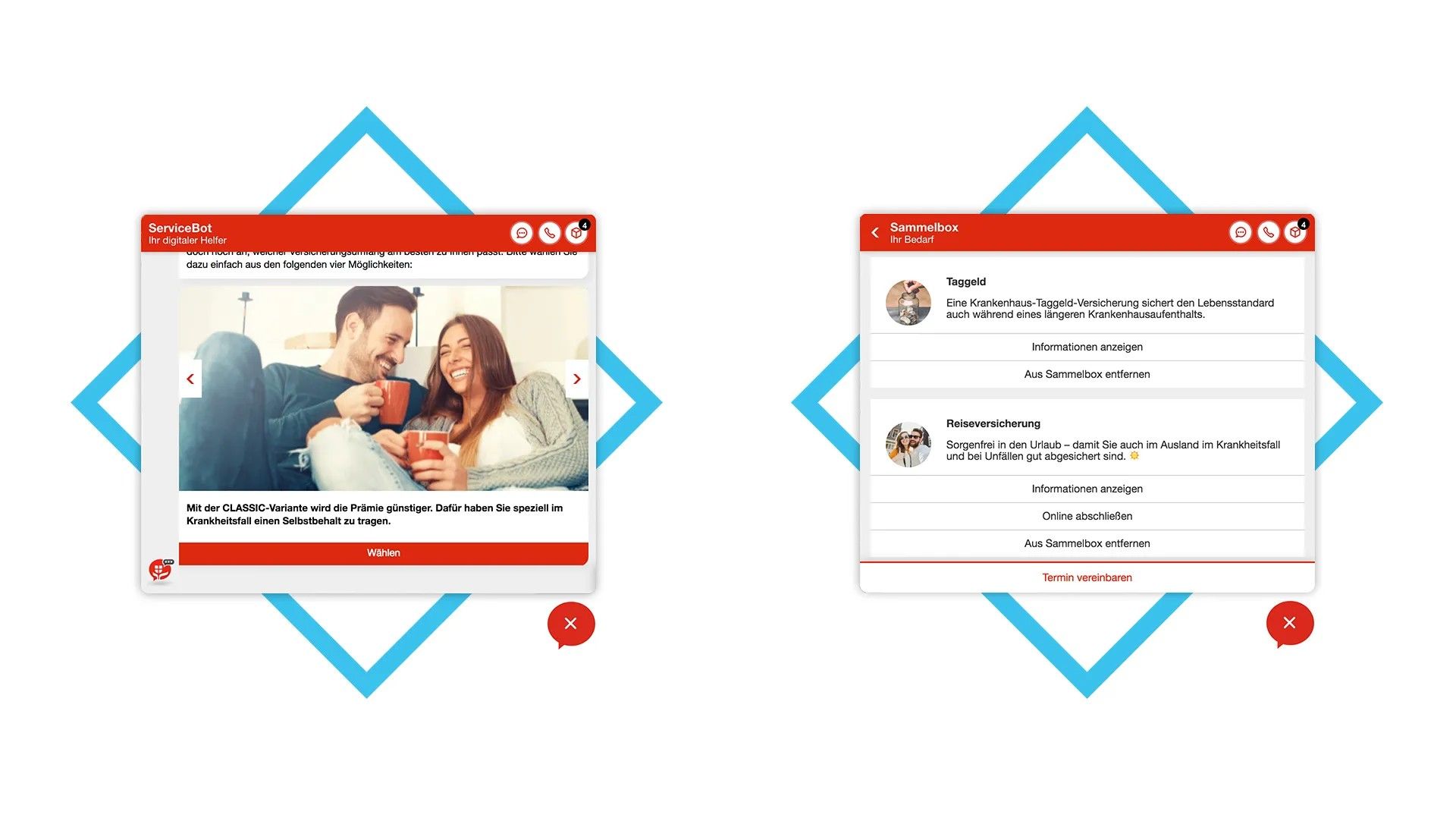 Sammelbox mit dem über die Strecke hindurch gesammelten Bedarf