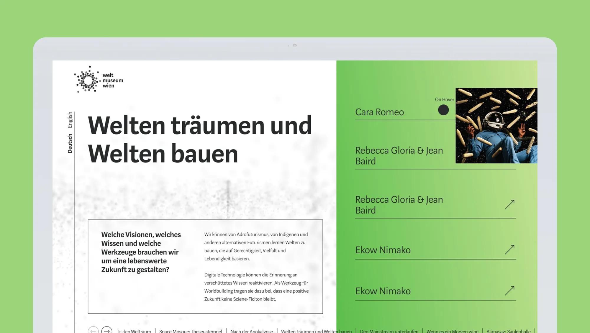 "Welten träumen und Welten bauen"
Beispielsbild für eine Unterseite des Projektes
