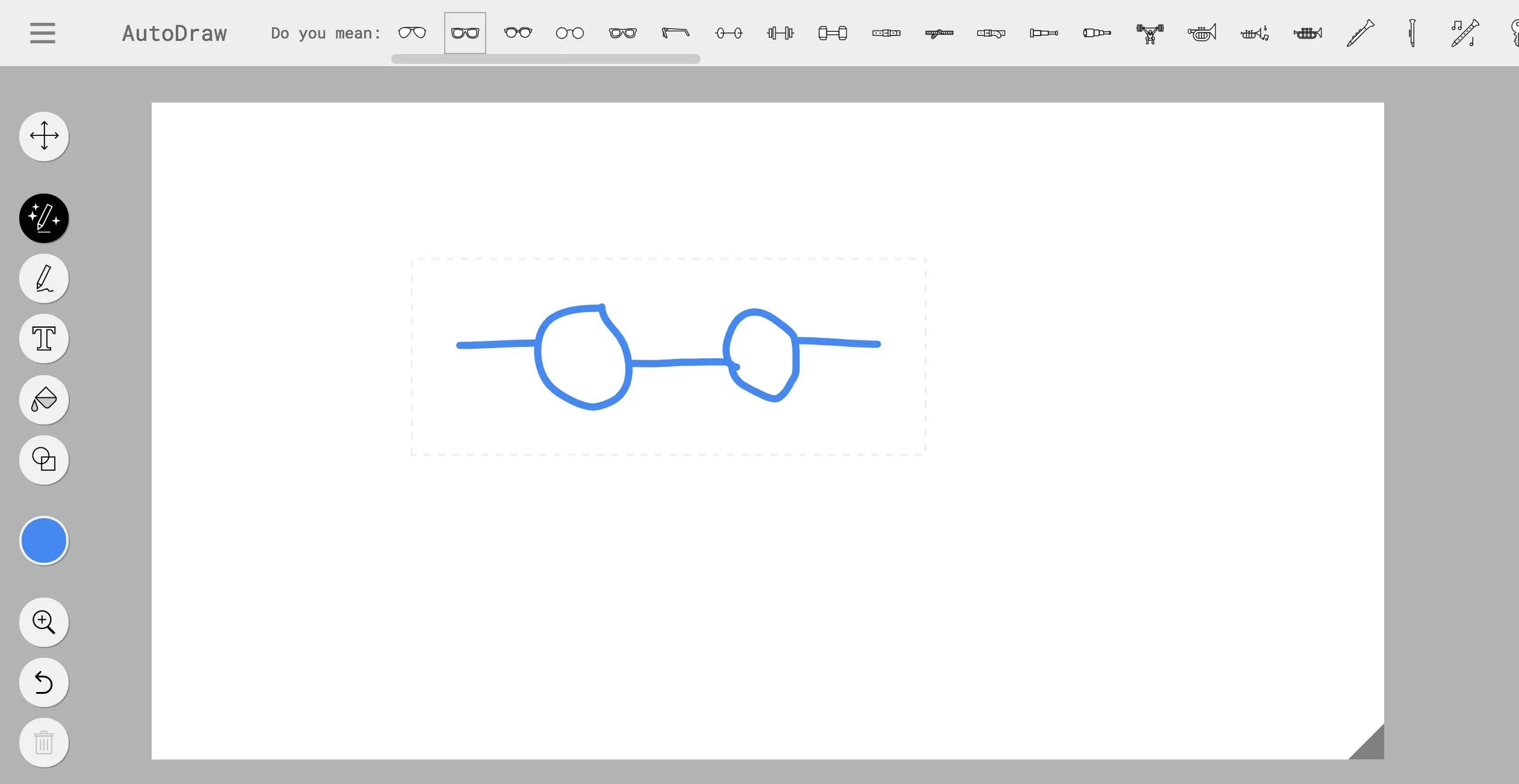 Eine wacklige Zeichnung von einer Brille. 