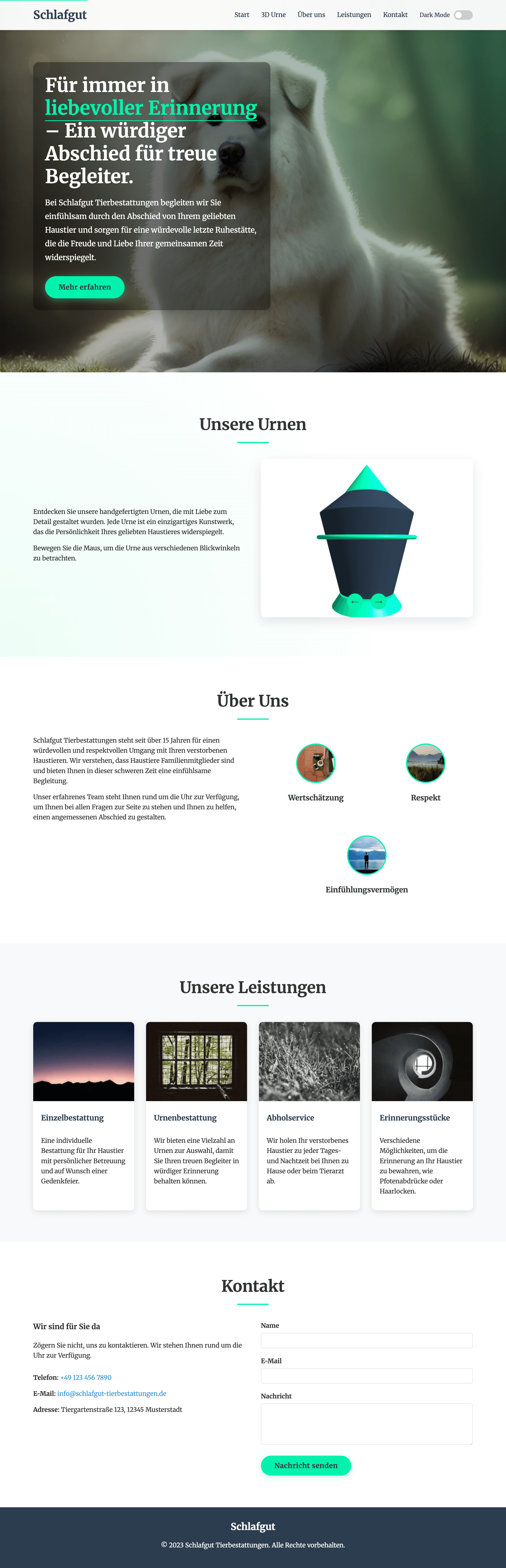 Ansicht fertige Website