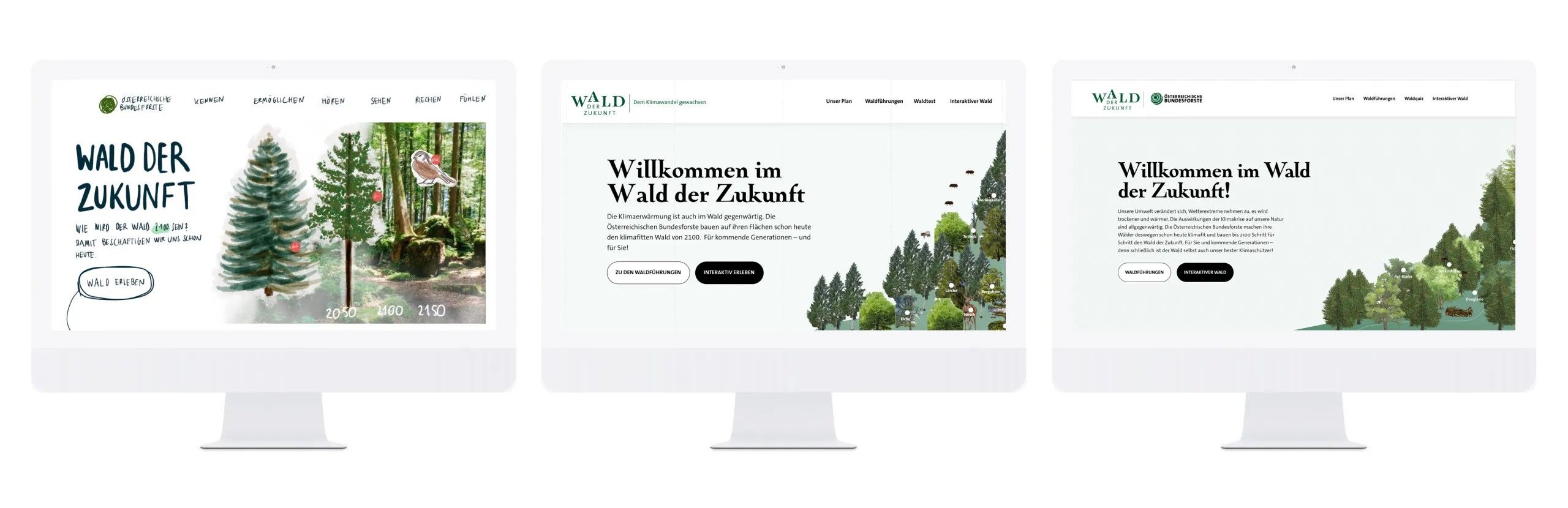 Vom Scribble zum detaillierten Konzept zur Live Seite wird das Bild des Endprodukts immer genauer und ausgefeilter.