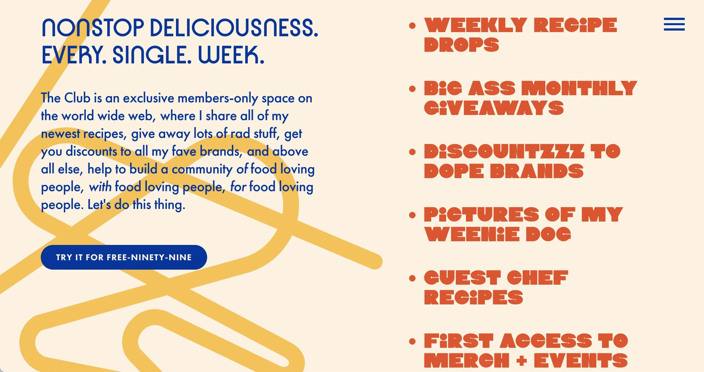 Hintergund mit gelben Visual, darüber blauer Text und kn allrote dicke Überschriften