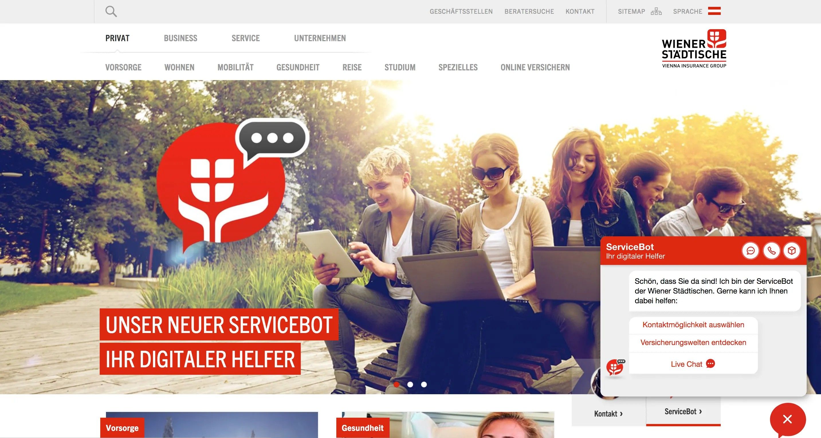 Ausschnitt aus der Durchführung einer Terminvereinbarung über den ServiceBot