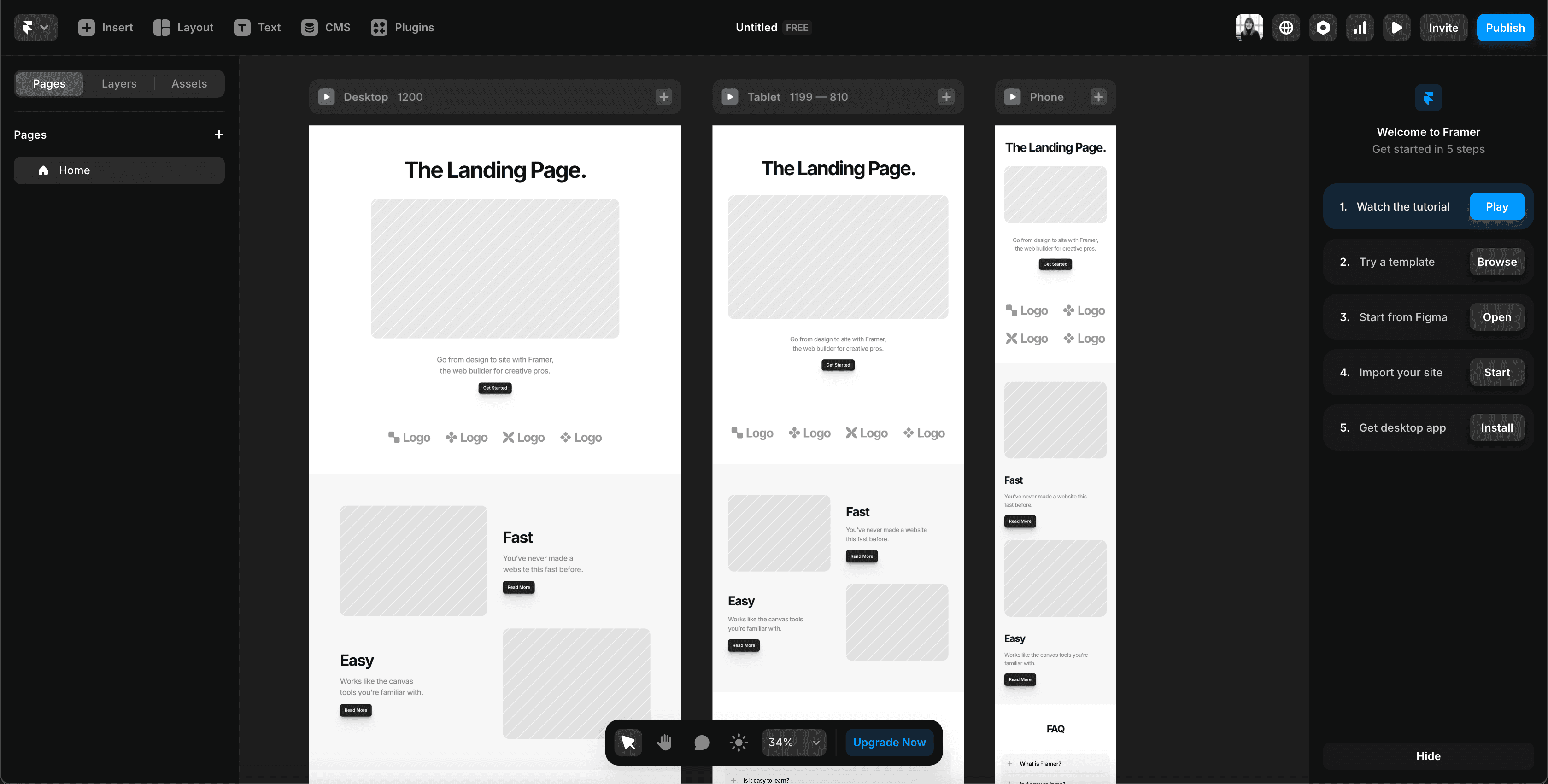 Ansicht responsove Design Beispiele in Framer 