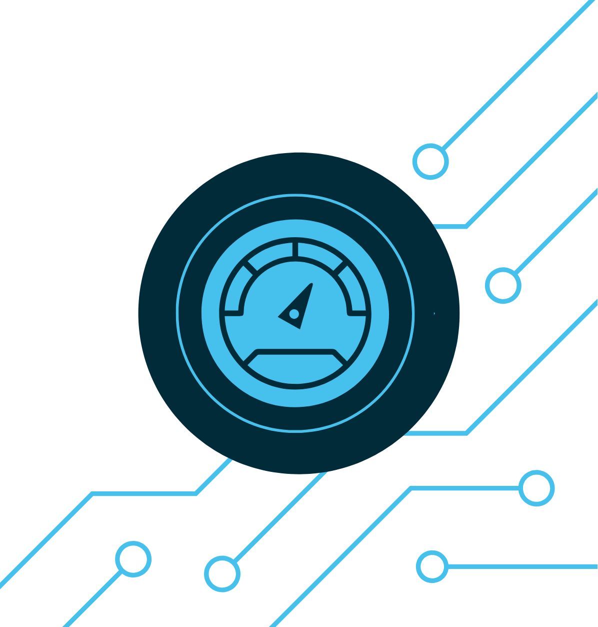 Performance Symbol vor futuristischen Linien