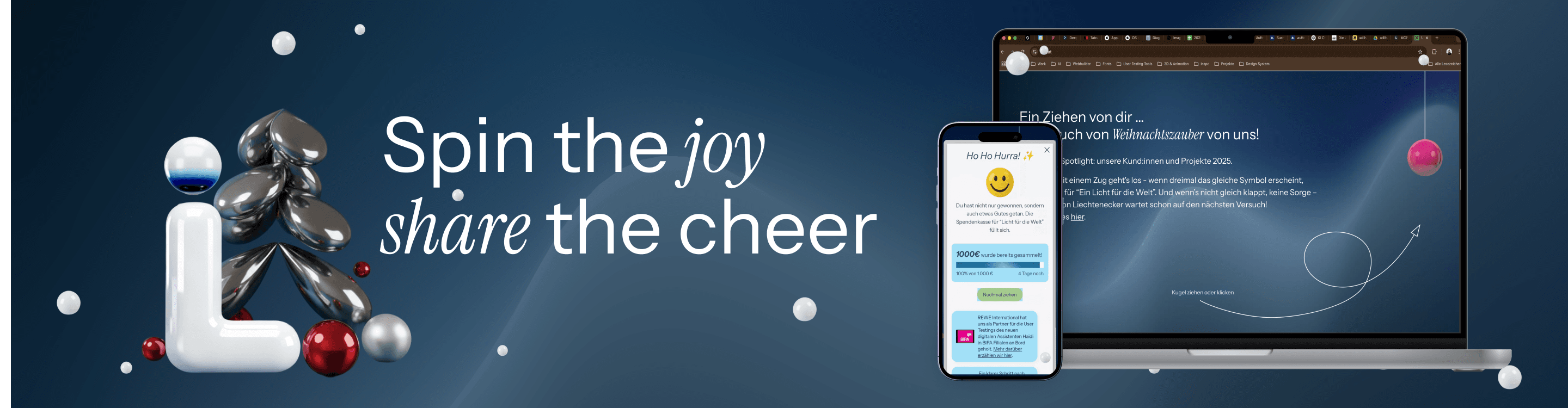 3D Lichtenecker Logo mit Screenshots der Seite auf einem Laptop und Smartphone