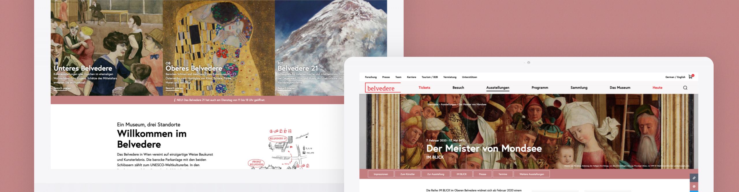 Abbildung der neuen Belvedere Seite