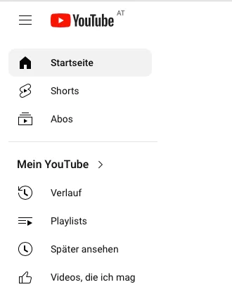 Youtube verwendet ein vertikales Menü um viele Menüpunkte unterzubekommen