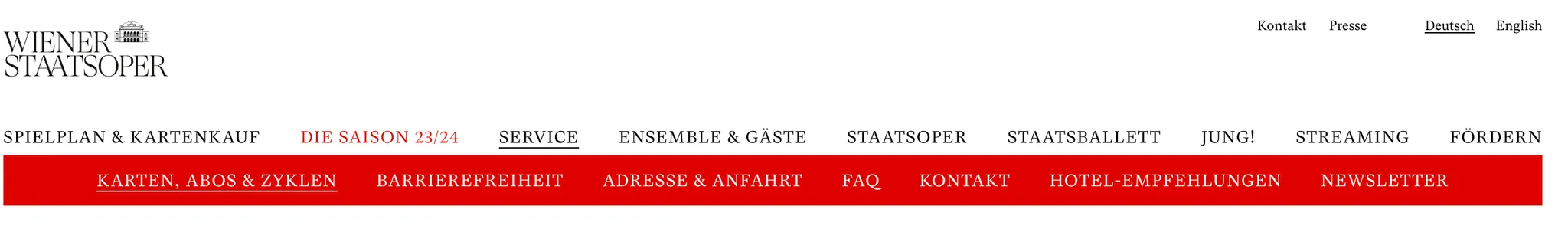 die navigation der staatsoper vor dem relaunch