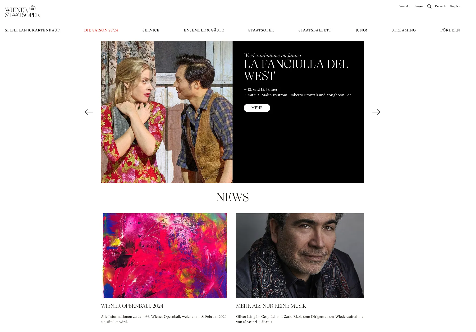 Die Startseite vor dem Relaunch.