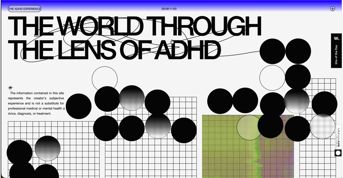 Schwarz-weiße Grafik mit Kreisen und Rastermuster und großformatigem Text 