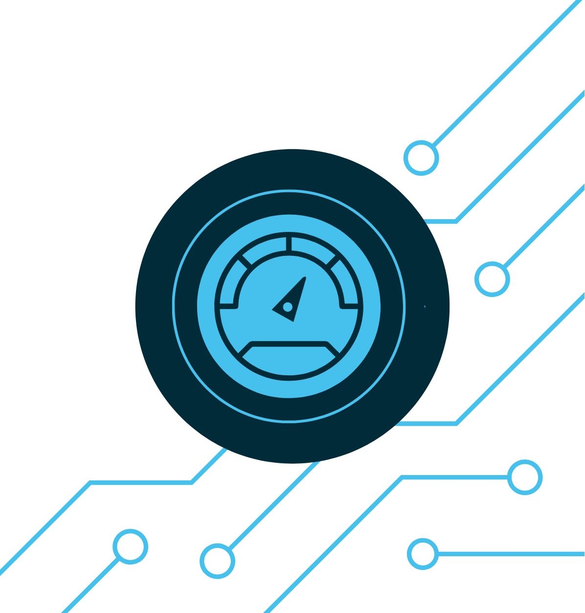 Performance Symbol vor futuristischen Linien