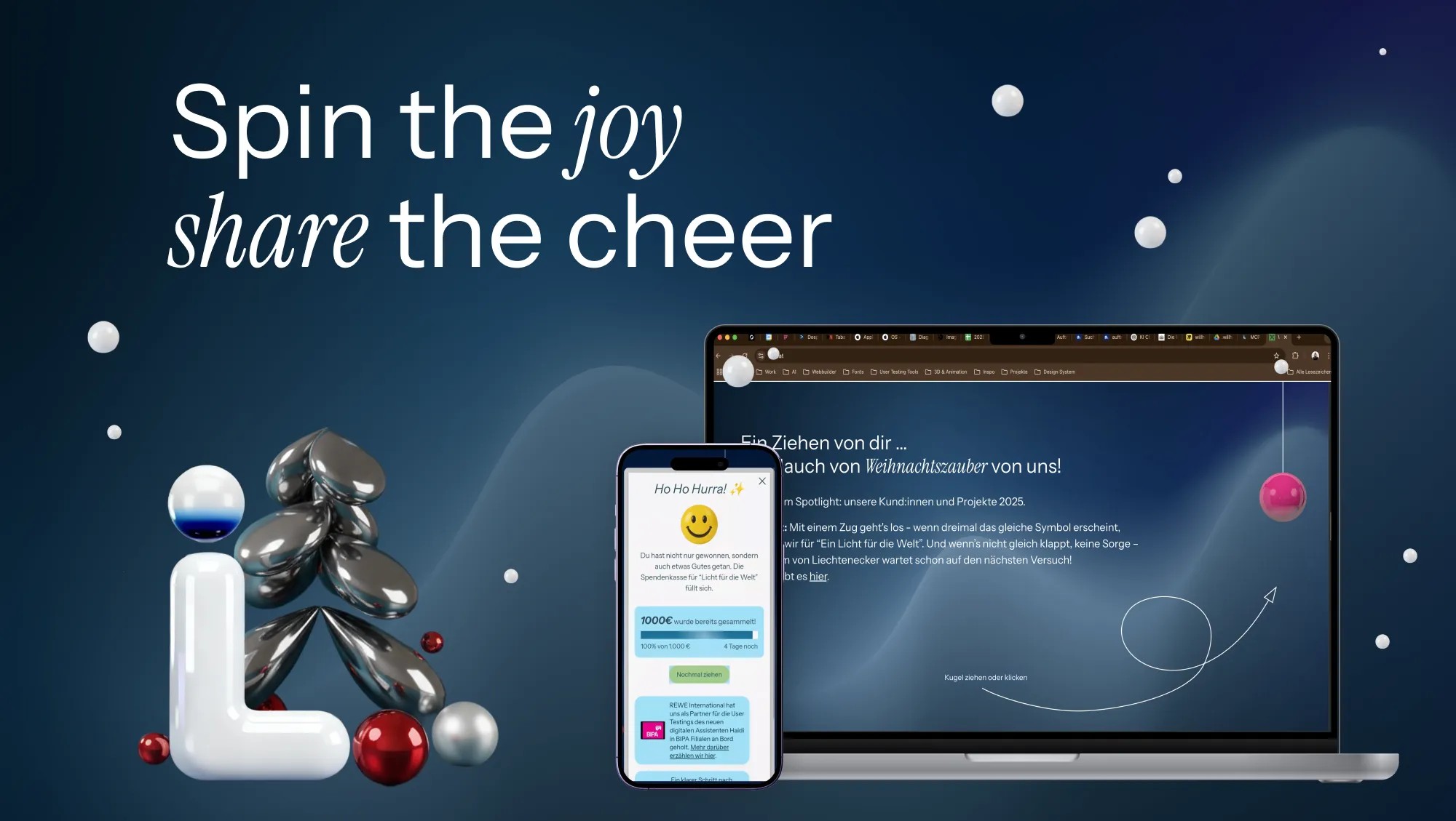 3D Lichtenecker Logo mit Screenshots der Seite auf einem Laptop und Smartphone