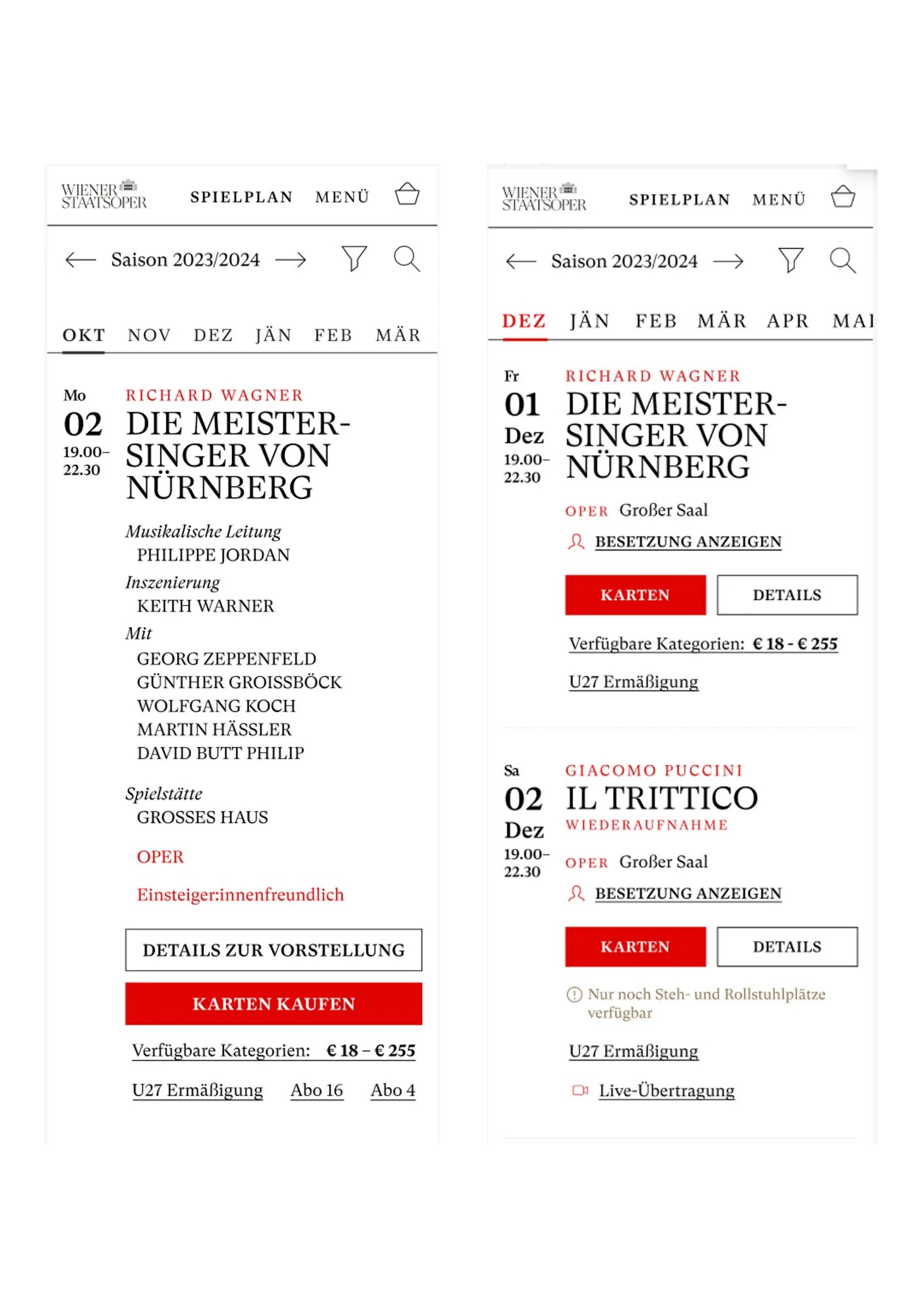 Screenshot mit einem Vergleich 2.10 Die Meistersinger von Nürnberg