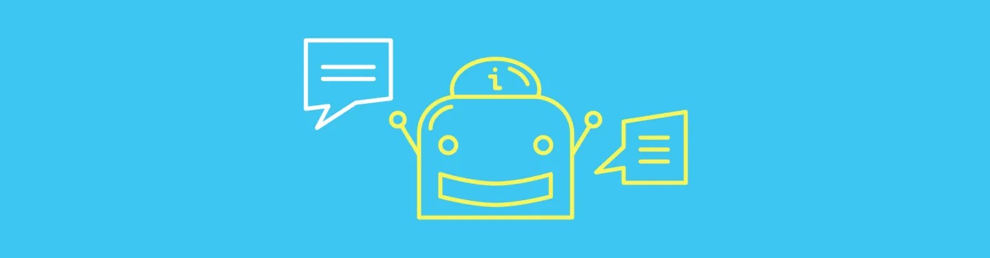 Blog article header image showing a happy chatbot