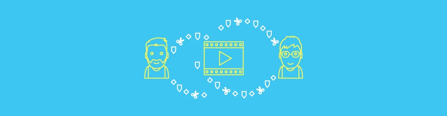 Blog article illustration showing two poeple sharing adobe meadia